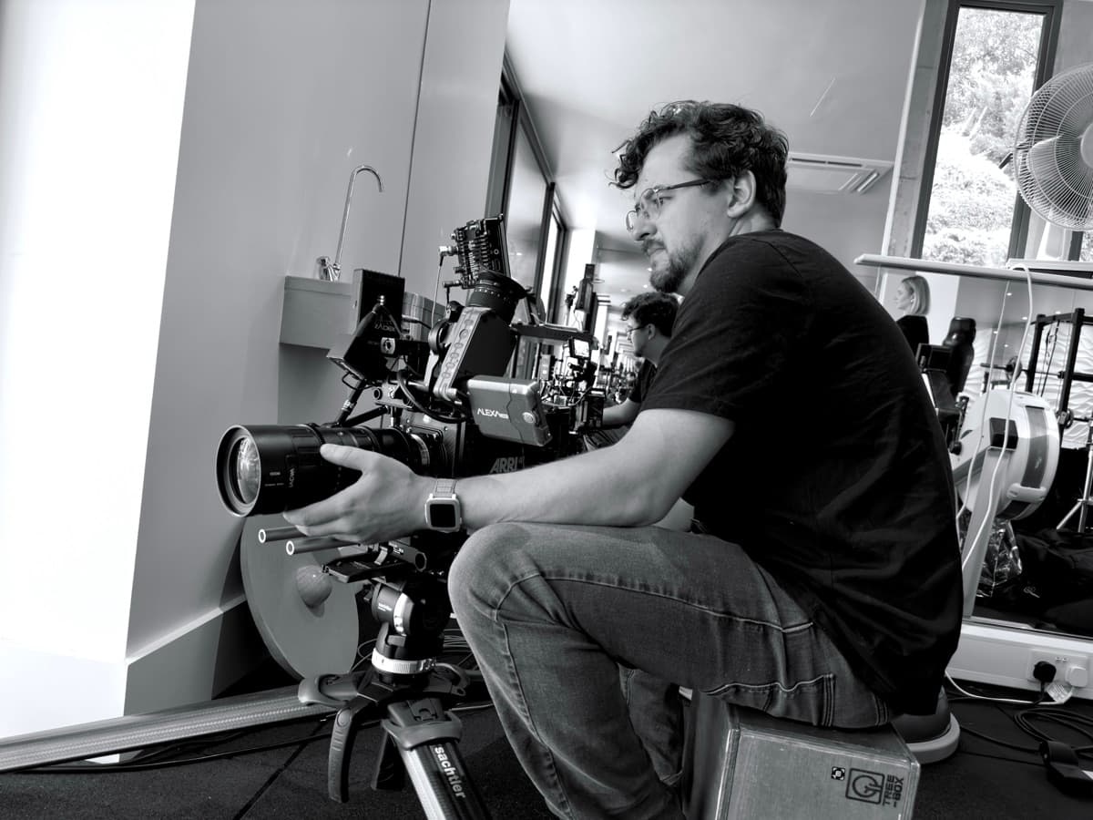 Tom Hunter working with a cinema camera