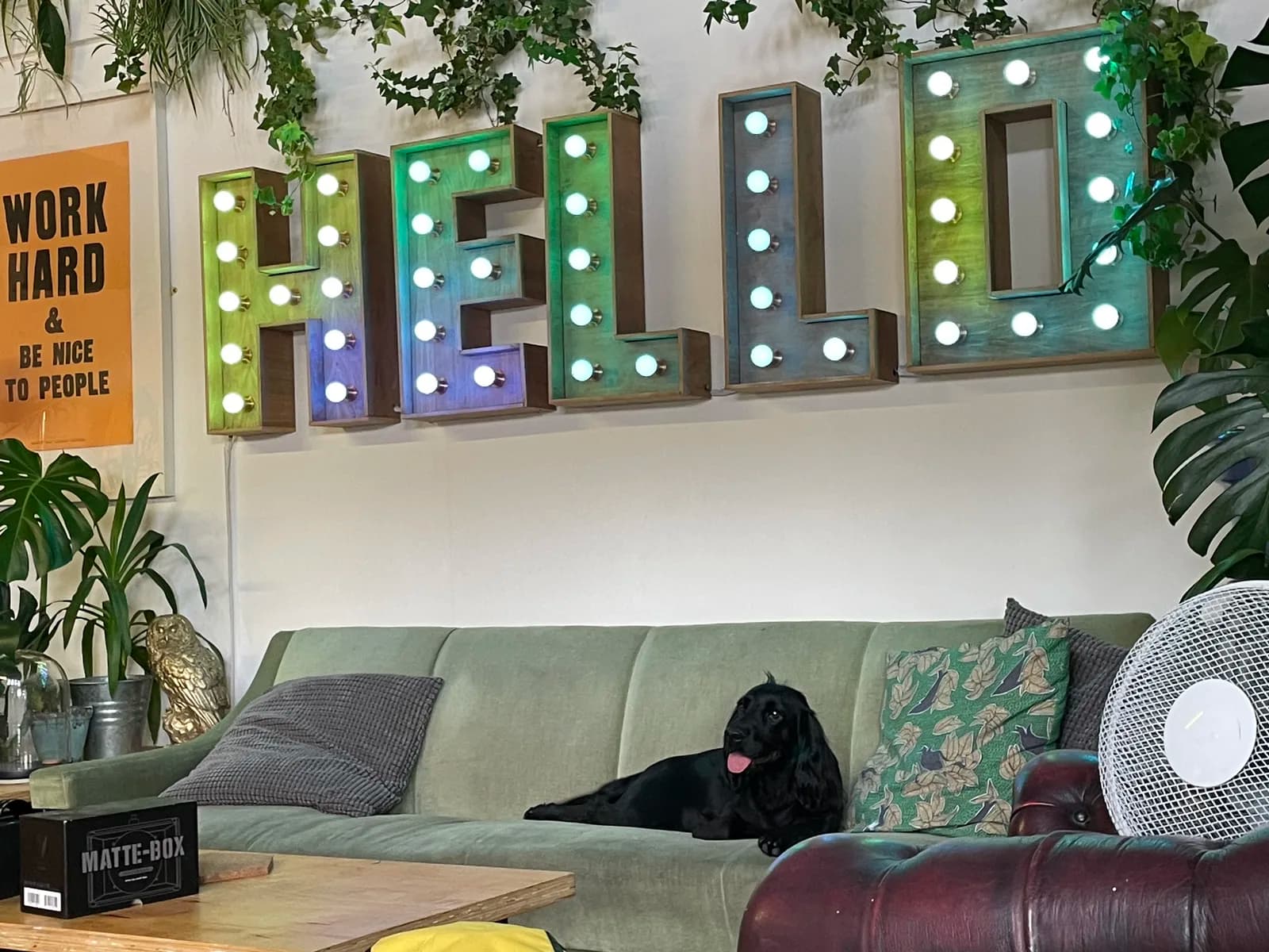 A NeoPixel "HELLO" sign with a pulse