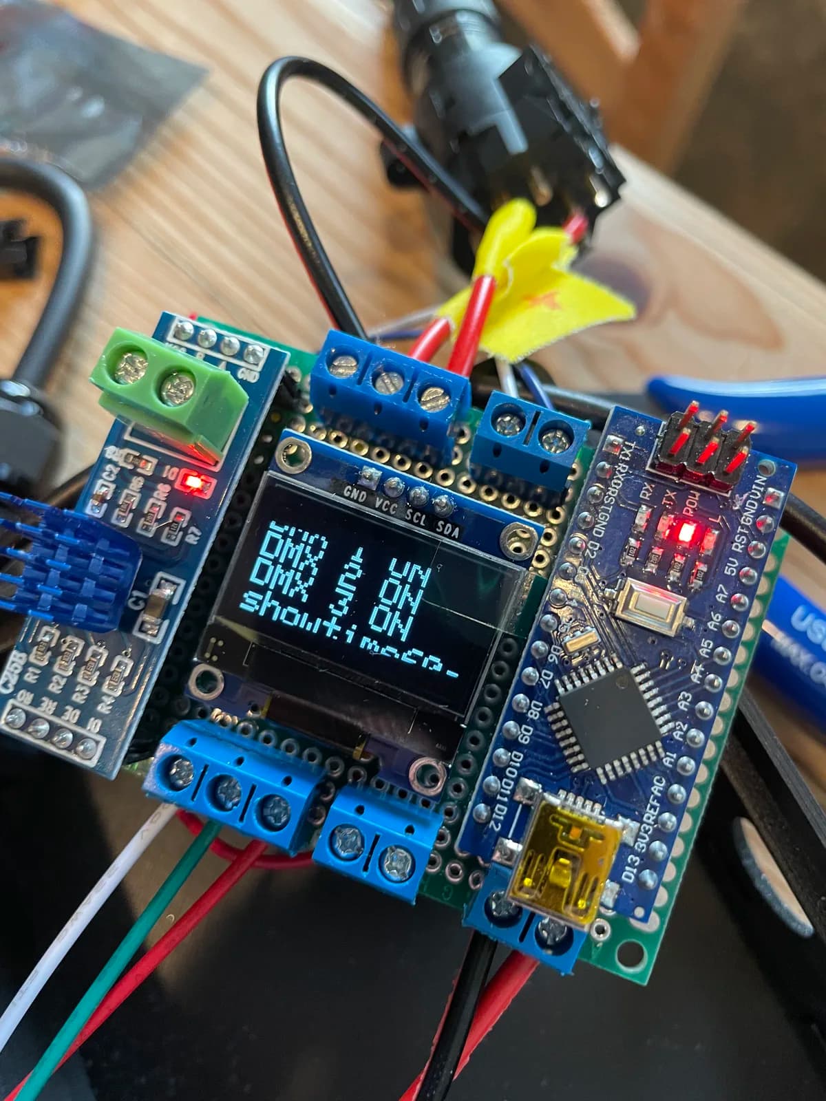 Wired controller and relay boards with a small status screen